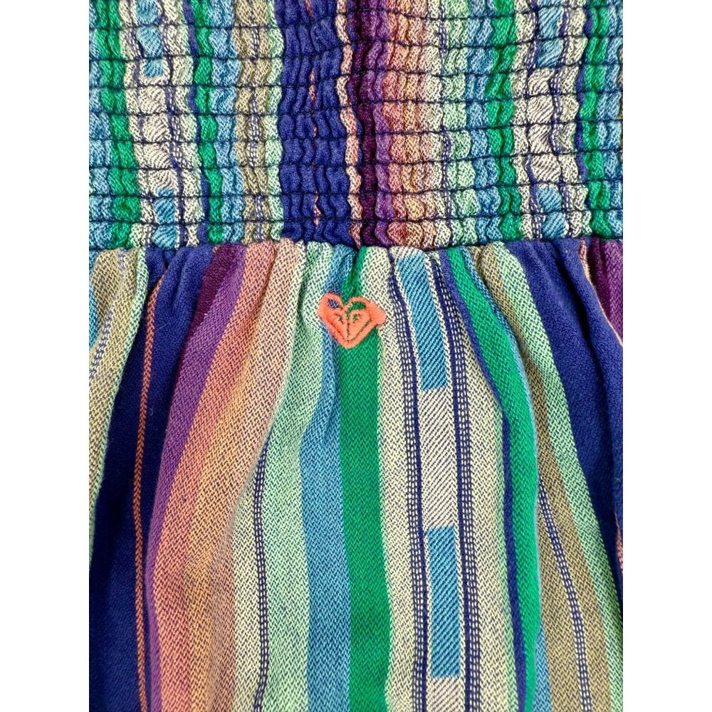 Vintage Y2K Roxy Coastal Cowgirl Strapless Striped Beachy Boho Indie Mini Dress - Picture 11 of 16